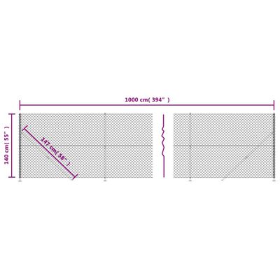 vidaXL Mrežna ograja s prirobnico antracit 1,4x10 m