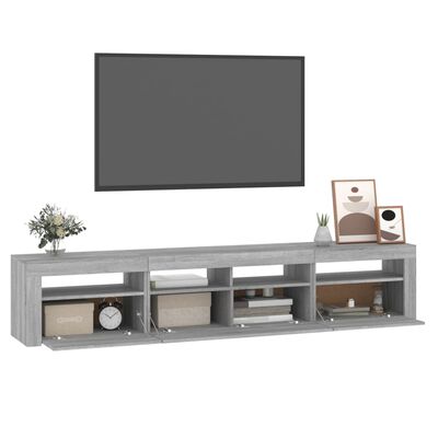 vidaXL TV omarica z LED lučkami siva sonoma 210x35x40 cm