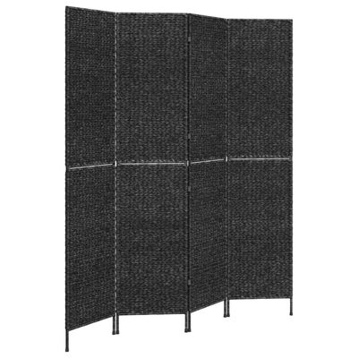 vidaXL Paravan s 4 paneli črn 163x180 cm vodna hijacinta