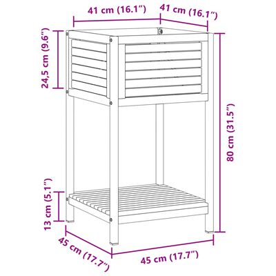 vidaXL Vrtno cvetlično korito s polico 45x45x80 cm akacija in jeklo