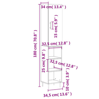 vidaXL Visoka omara betonsko siva 34,5x34x180 cm inženirski les