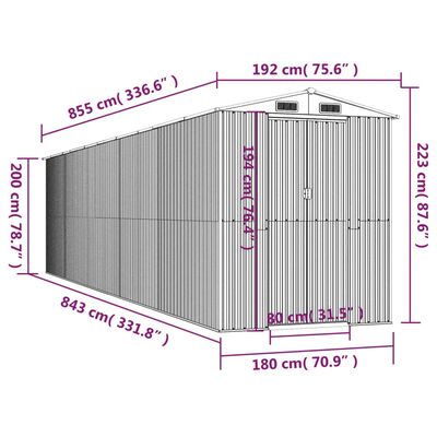 vidaXL Vrtna lopa svetlo rjava 192x855x223 cm pocinkano jeklo