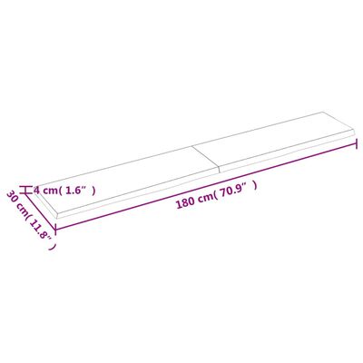 vidaXL Kopalniški pult 180x30x(2-4) cm neobdelan trden les