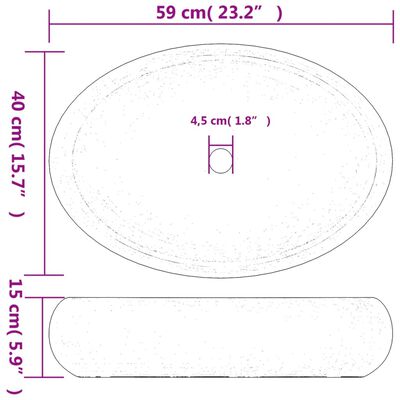 vidaXL Nadpultni umivalnik rjav ovalen 59x40x15 cm keramika