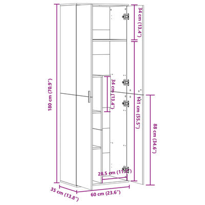 vidaXL Visoka omarica siva 60x35x180 cm sonoma inženirski les