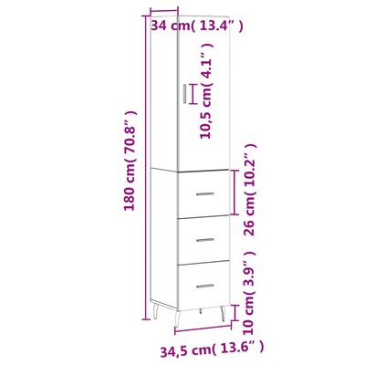 vidaXL Visoka omara rjavi hrast 34,5x34x180 cm inženirski les