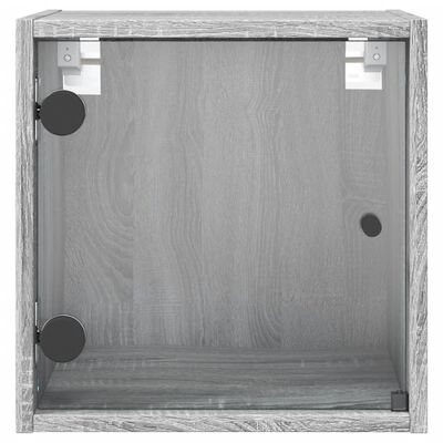 vidaXL Nočna omarica s steklenimi vrati 2 kosa siva sonoma 35x37x35 cm