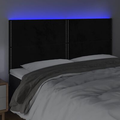 vidaXL LED posteljno vzglavje črno 180x5x118/128 cm žamet