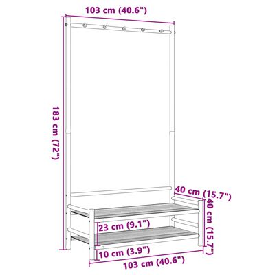 vidaXL Stojalo za oblačila s policami 103x40x183 cm bambus