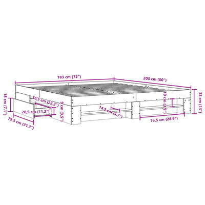 vidaXL Posteljni okvir betonsko siv 180x200 cm inženirski les