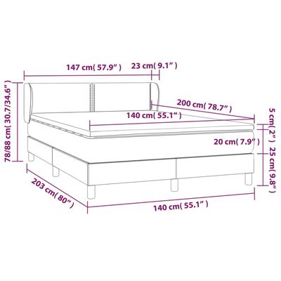 vidaXL Box spring postelja z vzmetnico modra 140x200 cm blago