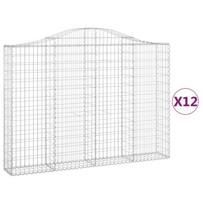 vidaXL Obokane gabion košare 12kosov 200x30x140/160cm pocinkano železo