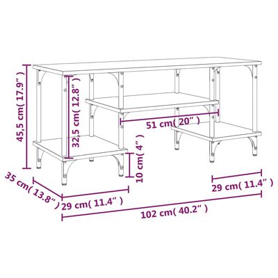 vidaXL TV omarica dimljeni hrast 102x35x45,5 cm inženirski les