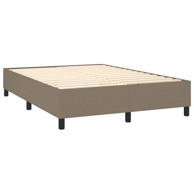 vidaXL Box spring postelja z vzmetnico LED taupe 140x200 cm blago