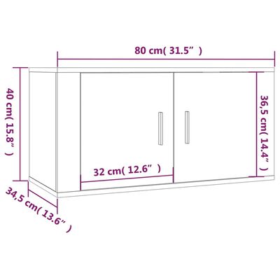 vidaXL Stenska TV omarica 2 kosa betonsko siva 80x34,5x40 cm