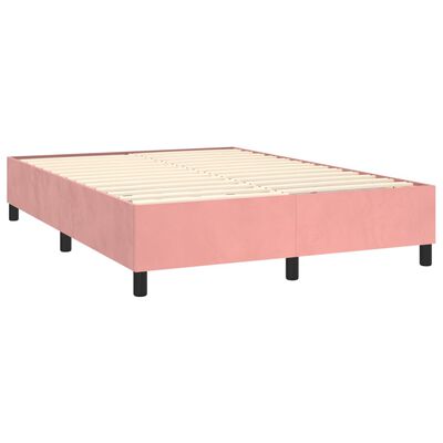 vidaXL Box spring postelja z vzmetnico roza 140x200 cm žamet