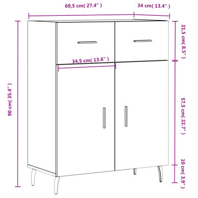 vidaXL Komoda betonsko siva 69,5x34x90 cm inženirski les