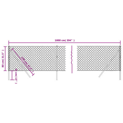 vidaXL Mrežna ograja zelena 0,8x10 m