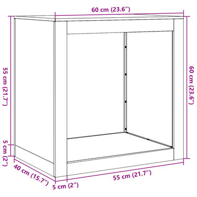 vidaXL Stojalo za drva belo 60x40x60 cm jeklo