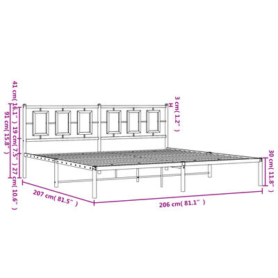 vidaXL Kovinski posteljni okvir z vzglavjem bel 200x200 cm