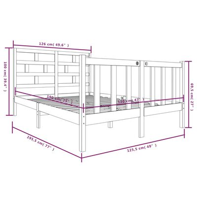 vidaXL Posteljni okvir iz trdne borovine 120x190 cm