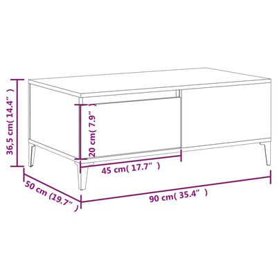 vidaXL Klubska mizica betonsko siva 90x50x36,5 cm inženirski les