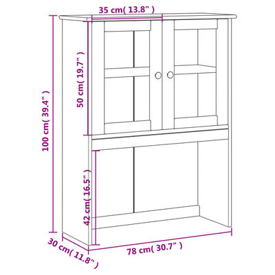 vidaXL Zgornji del komode VIGO siv 78x30x100 cm trdna borovina