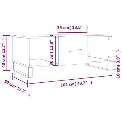 vidaXL Klubska mizica betonsko siva 102x50x40 cm inženirski les