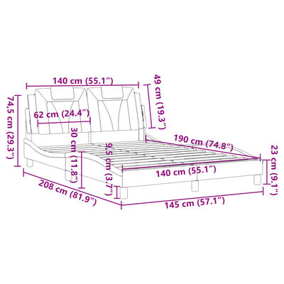 vidaXL Posteljni okvir z vzglavjem rjav 140x190 cm umetno usnje