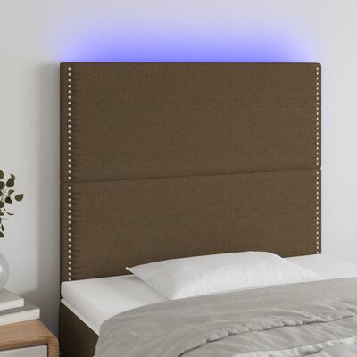 vidaXL LED posteljno vzglavje temno rjavo 80x5x118/128 cm blago