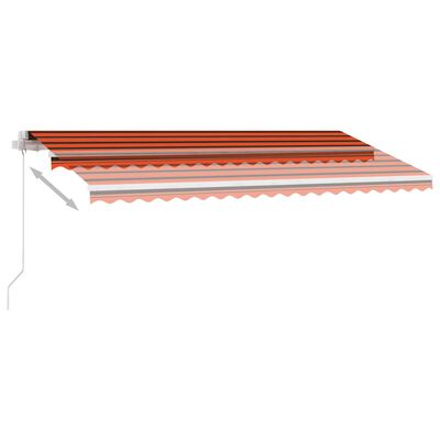 vidaXL Ročno zložljiva tenda z LED lučmi 450x350 cm oranžna in rjava