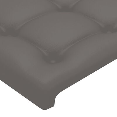 vidaXL Box spring postelja z vzmetnico siva 90x200 cm umetno usnje