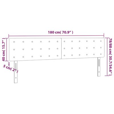 vidaXL LED posteljno vzglavje črno 180x5x78/88 cm žamet