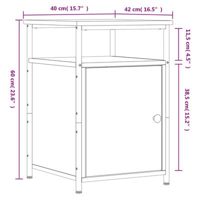 vidaXL Nočna omarica 2 kosa siva sonoma 40x42x60 cm inženirski les