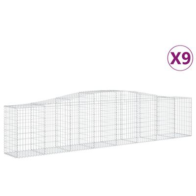 vidaXL Obokane gabion košare 9 kosov 400x50x80/100 cm cinkano železo