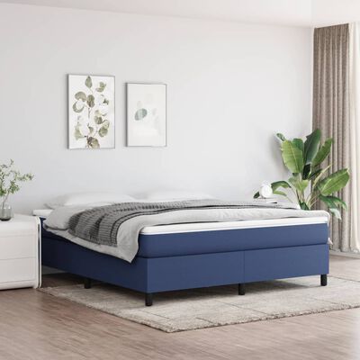 vidaXL Box spring postelja z vzmetnico modra 180x200 cm blago