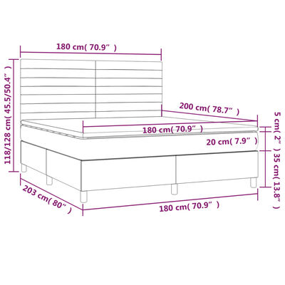 vidaXL Box spring postelja z vzmetnico svetlo siva 180x200 cm blago