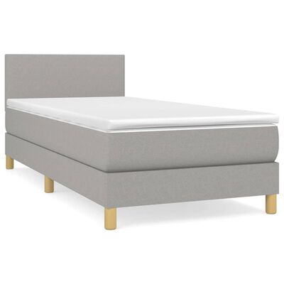 vidaXL Box spring postelja z vzmetnico svetlo siva 90x200 cm blago