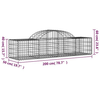 vidaXL Obokane gabion košare 5 kosov 200x50x40/60 cm pocinkano železo