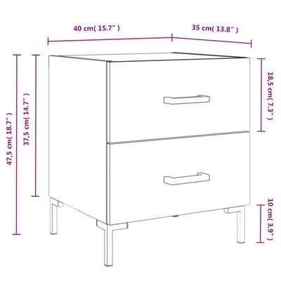 vidaXL Nočna omarica siva sonoma 40x35x47,5 cm inženirski les