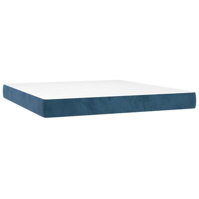 vidaXL Box spring postelja z vzmetnico temno modra 160x200 cm žamet