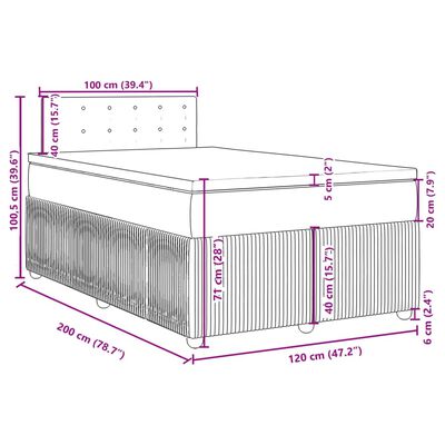 vidaXL Box spring postelja z vzmetnico krem 120x200 cm blago