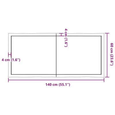 vidaXL Mizna plošča 140x60x(2-6) cm neobdelana hrastovina naraven rob