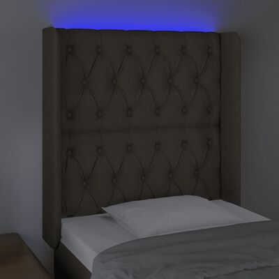 vidaXL LED posteljno vzglavje taupe 83x16x118/128 cm blago