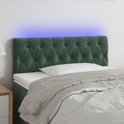 vidaXL LED posteljno vzglavje temno zeleno 100x7x78/88 cm žamet