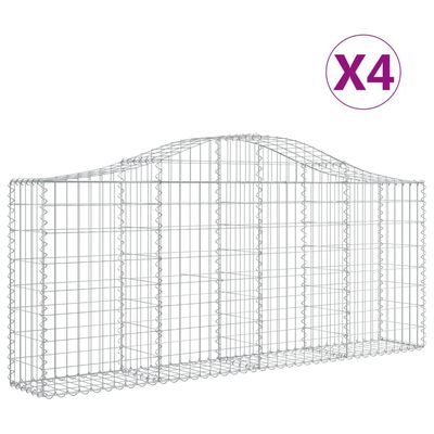 vidaXL Obokane gabion košare 4 kosi 200x30x80/100 cm pocinkano železo