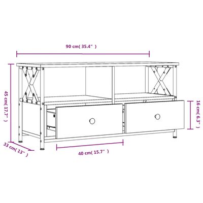 vidaXL TV omarica črna 90x33x45 cm inženirski les in železo