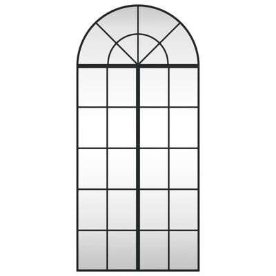 vidaXL Stensko ogledalo črno 60x130 cm obokano železo