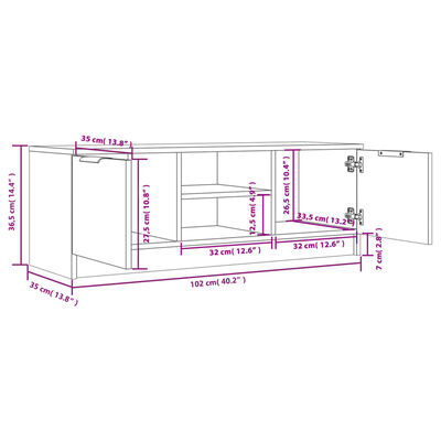 vidaXL TV omarica visok sijaj bela 102x35x36,5 cm inženirski les