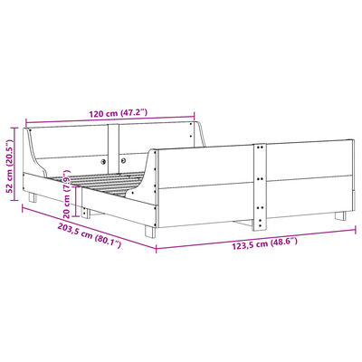 vidaXL Posteljni okvir brez vzmetnice bel 120x200 cm trdna borovina